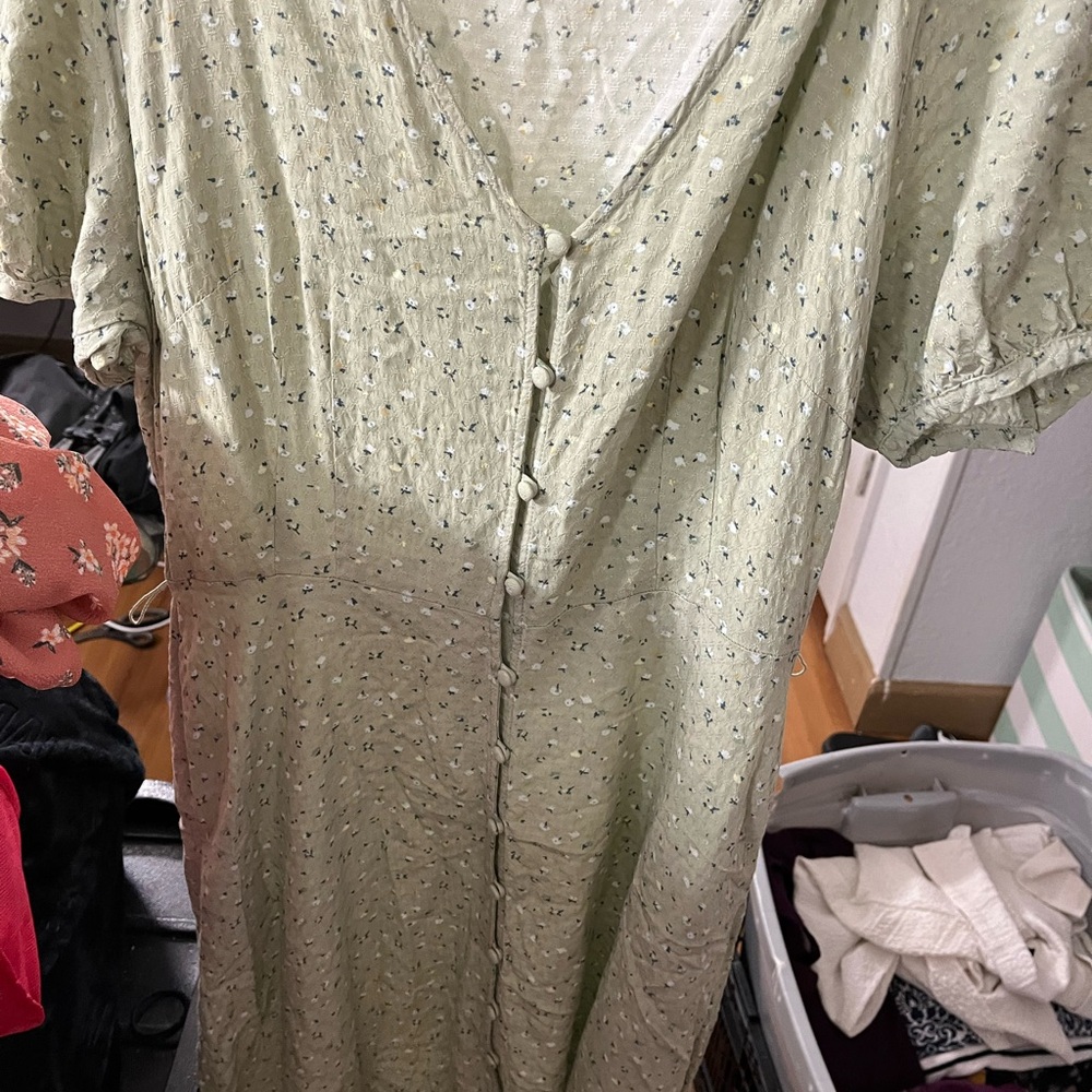 Light Green Button-Down Dress